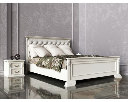 Итальянская Классика - Кровать с мягким изголовьем , массив дерева , бук  .